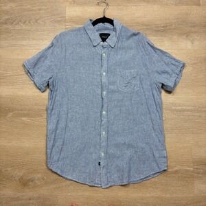 Rails Linen Striped Collared Button Up Men's M/L Color Blue